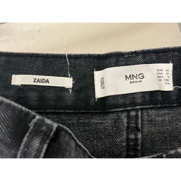 Womens Black Denim Shorts Size 1 Mango MNG Zaida Straight High Waist Summer - Picture 3 of 7